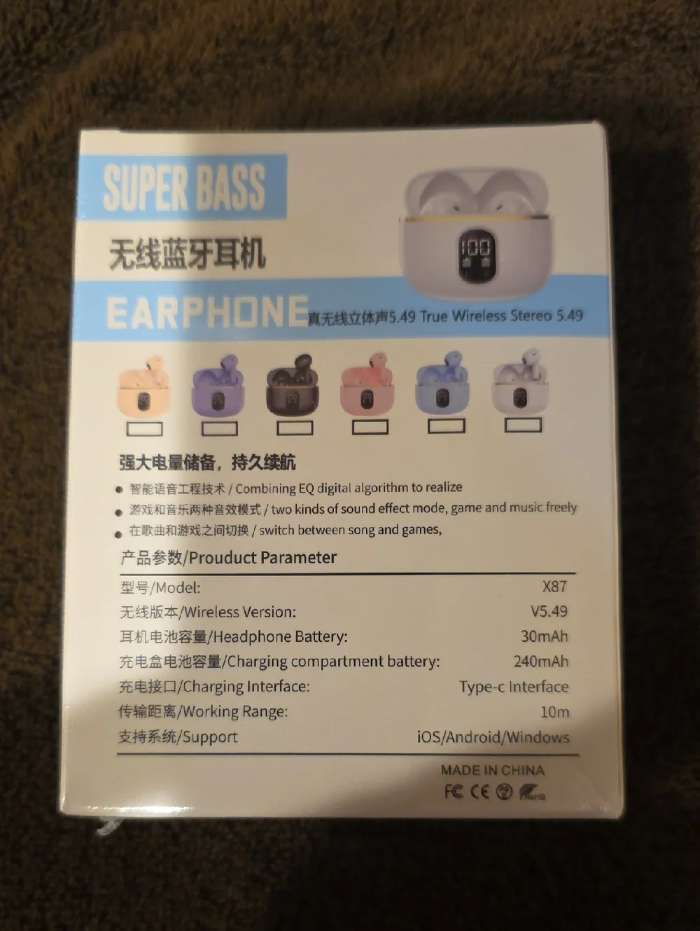 X87 True Wireless Stereo Earphones - White